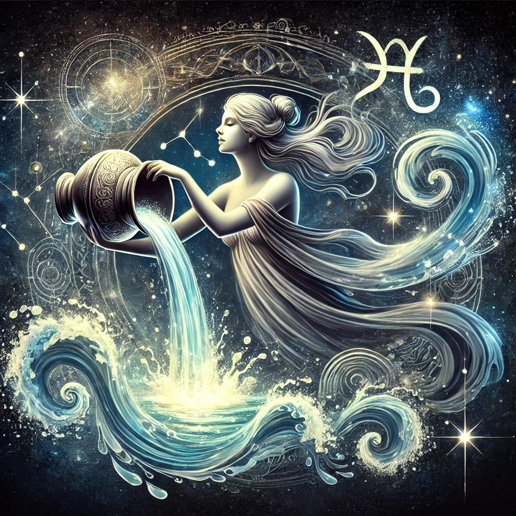 कुंभ राशि - a woman pouring water into a jug - the Aquarius zodiac sign / symbol / gaursgyan.com / featured image