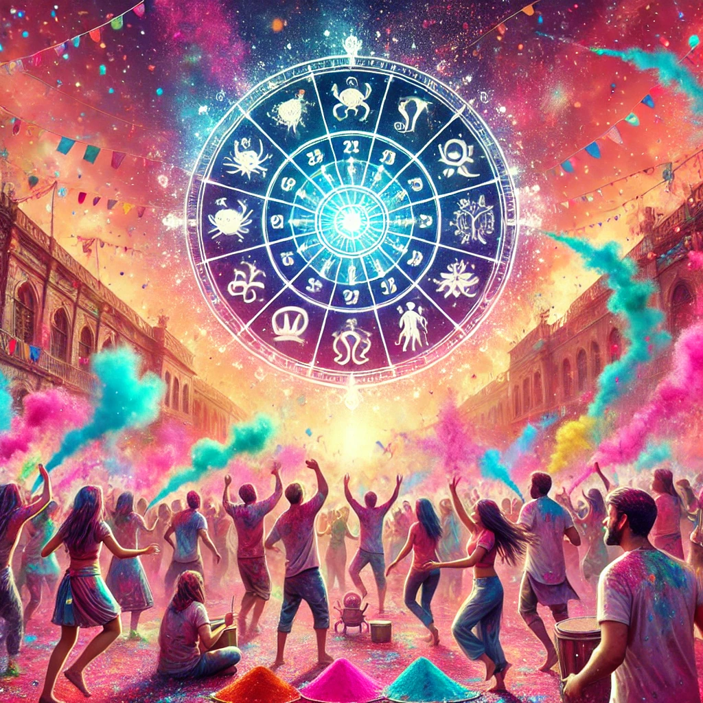 people playing holi with eachother zodiac sign / gaursgyan.com